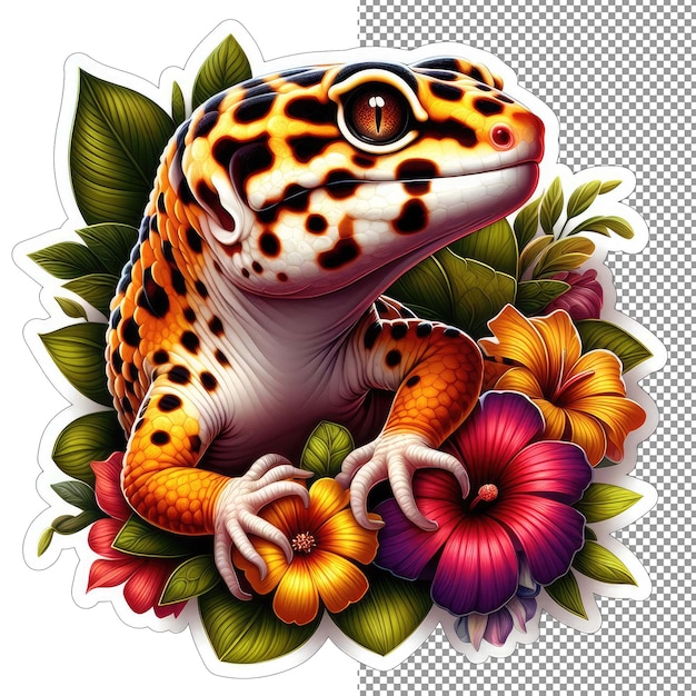 PSD le gecko vibrant une éclaboussure de couleurs