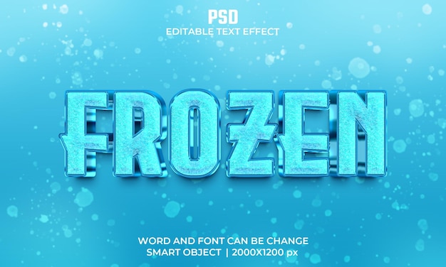 Gefrorener 3D-bearbeitbarer Texteffekt Premium Psd mit Hintergrund