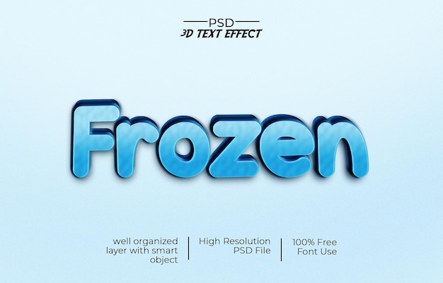 Gefrorener blauer 3D-Texteffekt editierbares Vorlagendesign-Überschriften-Textelement