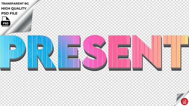 PSD gegenwärtige typographie regenbogen farbenfrohe texttextur psd transparent