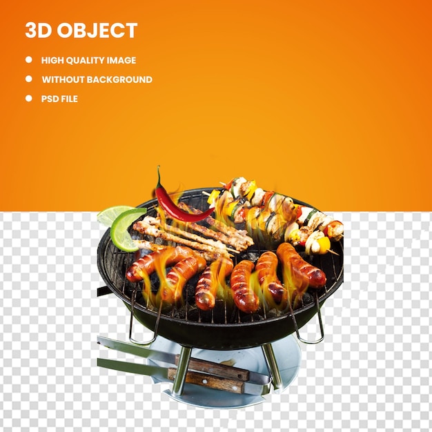Gegrillte Hühnerbeine auf dem flammenden Grill, Feuer, Flammen, Holzkohle, Grill, Grill im Freien.