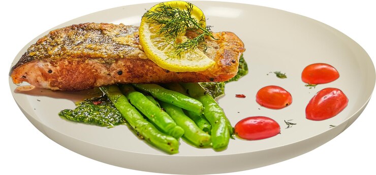 PSD gegrillte meeresfrüchte mit geröstetem chili