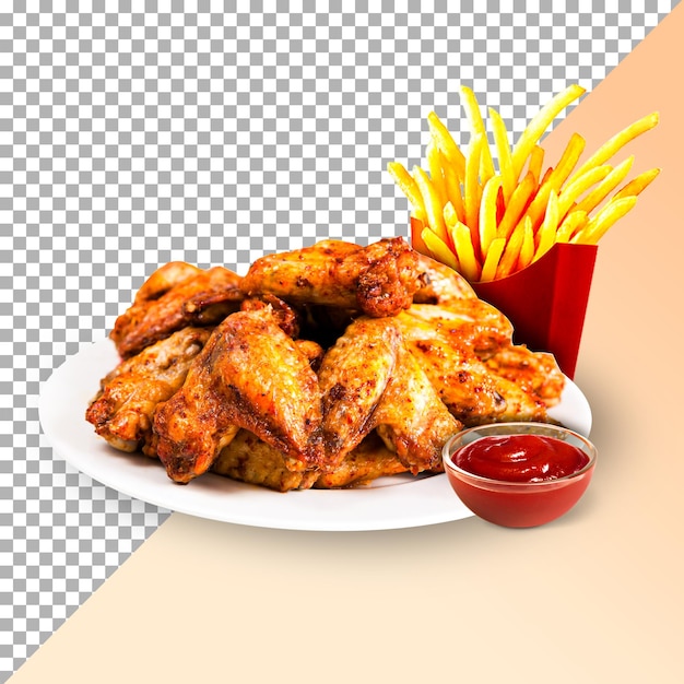 PSD gegrilltes huhn mit pommes und ketchup