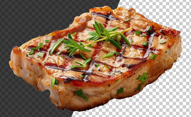 PSD gegrilltes schweinefleisch mit frischen kräutern auf durchsichtigem hintergrund png