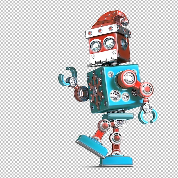 PSD gehender weihnachtsmann-roboter. technologie-weihnachtskonzept. isoliert