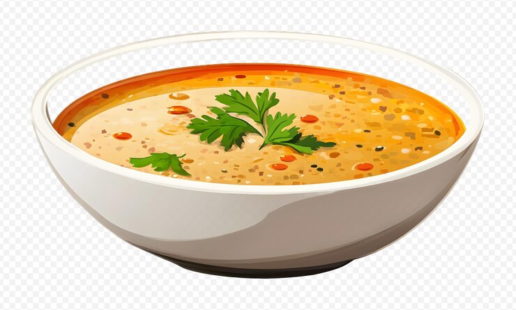 PSD gekochte linsensuppe, isoliert auf durchsichtigem hintergrund