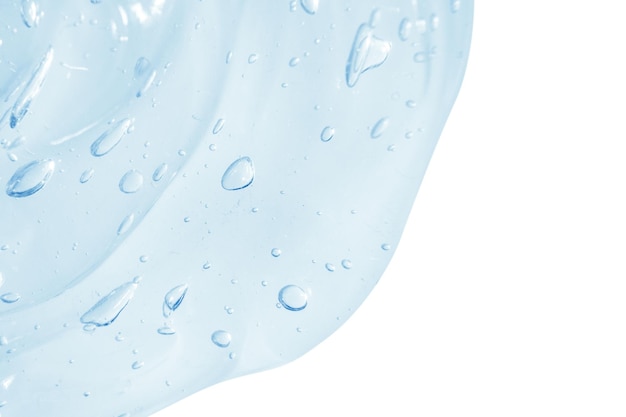 Gel azul cosmético transparente em um fundo vazio