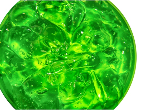 Gel Cosmétique Vert Transparent Dans Un Pot Rond Sur Fond Vide