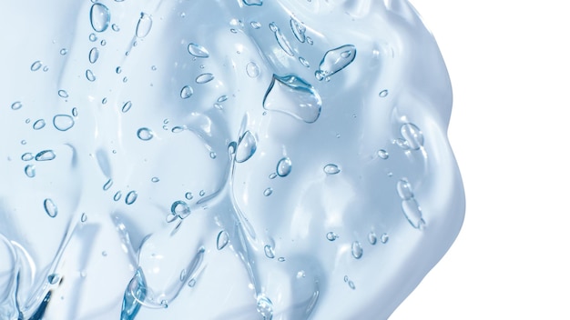 Gel transparent bleu sur fond transparent isolé