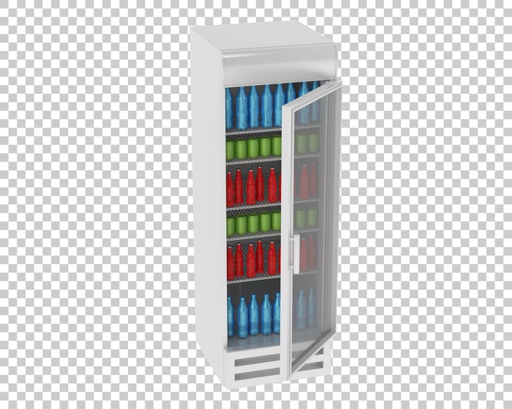 PSD geladeira isolada na ilustração de renderização 3d de fundo transparente