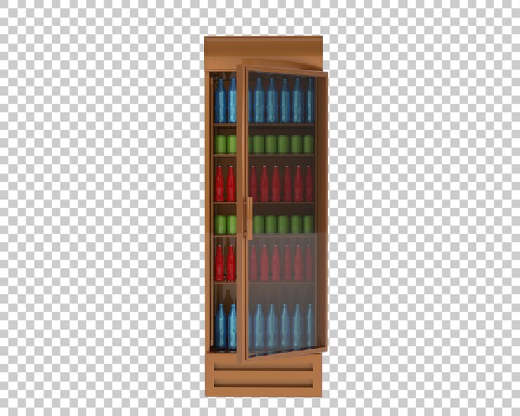 PSD geladeira isolada na ilustração de renderização 3d de fundo transparente