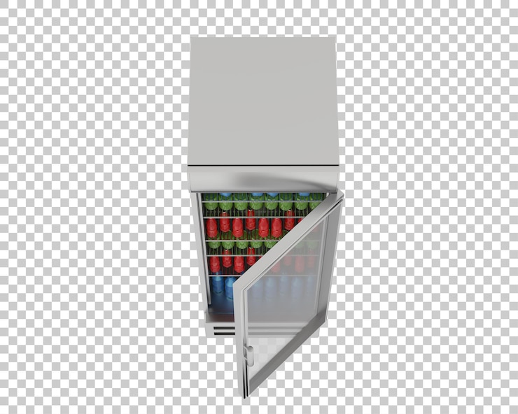 PSD geladeira isolada na ilustração de renderização 3d de fundo transparente