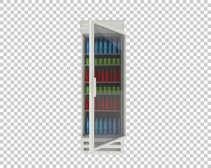PSD geladeira isolada na ilustração de renderização 3d de fundo transparente