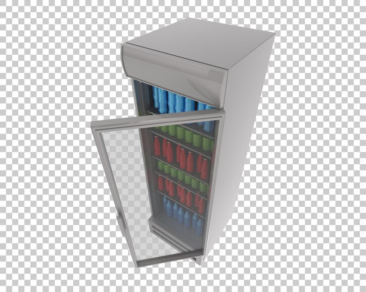PSD geladeira isolada na ilustração de renderização 3d de fundo transparente