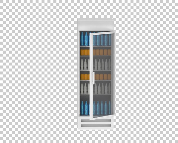 PSD geladeira isolada na ilustração de renderização 3d de fundo transparente