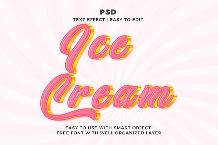 PSD gelado 3d editável photoshop estilo de efeito de texto psd com fundo