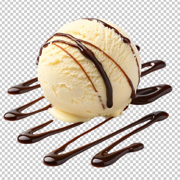 Gelado de baunilha com molho de chocolate