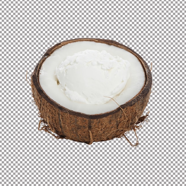 Gelato al dessert estivo con cocco isolato su sfondo bianco PNG