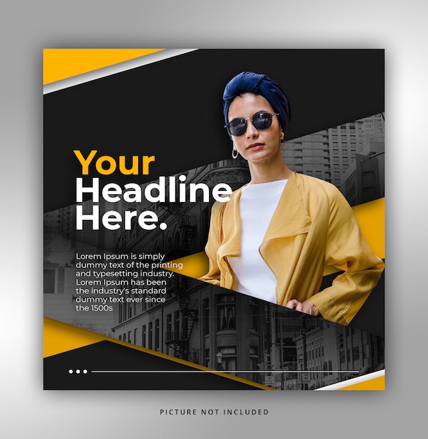 PSD gelb instagram post template elegant trendy dynamic