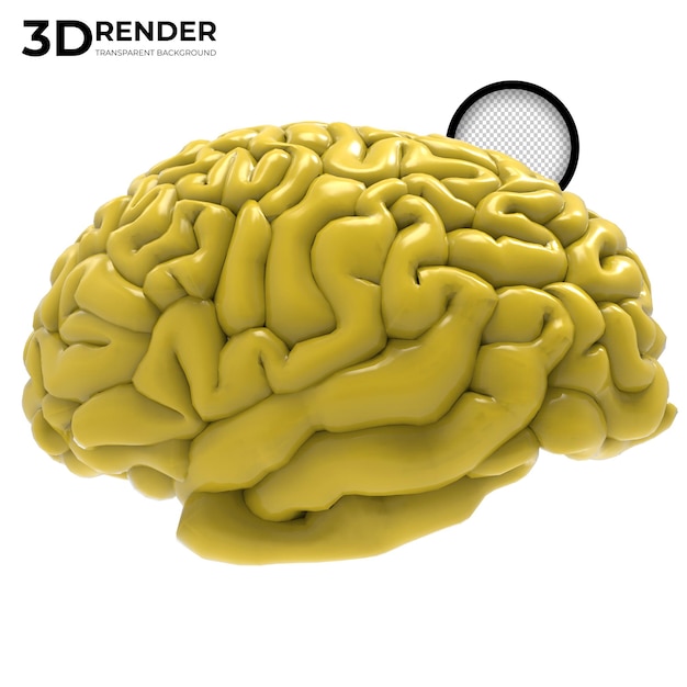 Gelb menschliches gehirn 3d-render isoliert