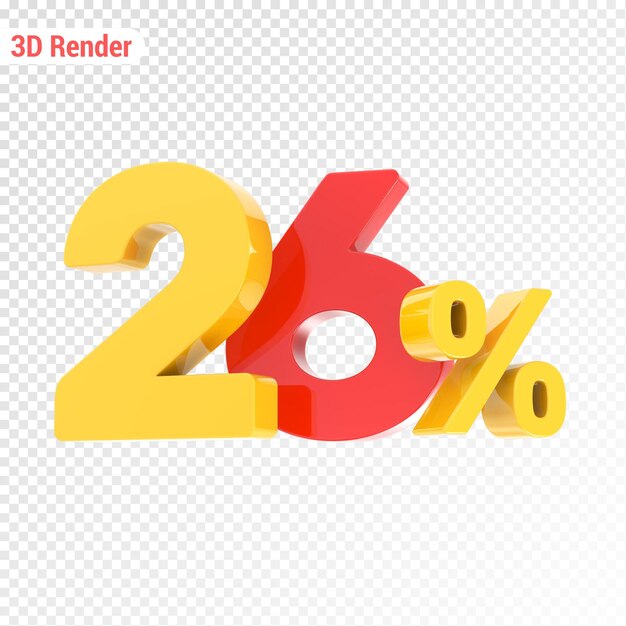Gelb mit rotem Prozentsatz 3D-Render