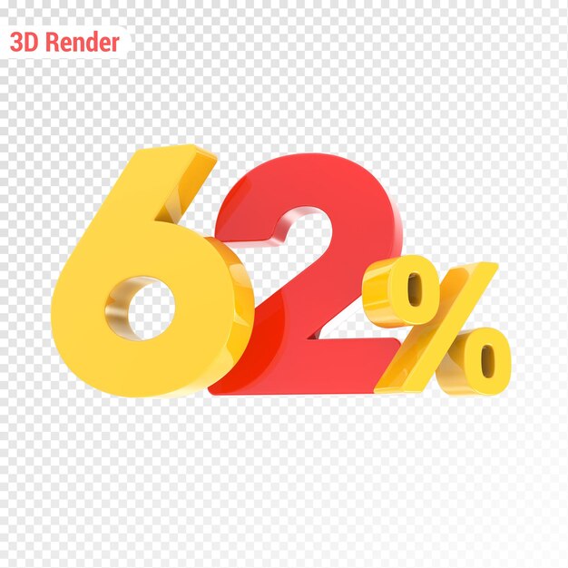Gelb mit rotem Prozentsatz 3D-Render