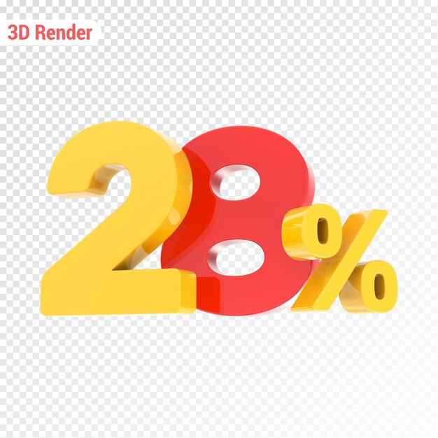 Gelb mit rotem Prozentsatz 3D-Render
