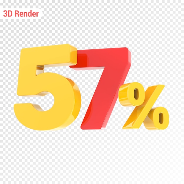 Gelb mit rotem Prozentsatz 3D-Render