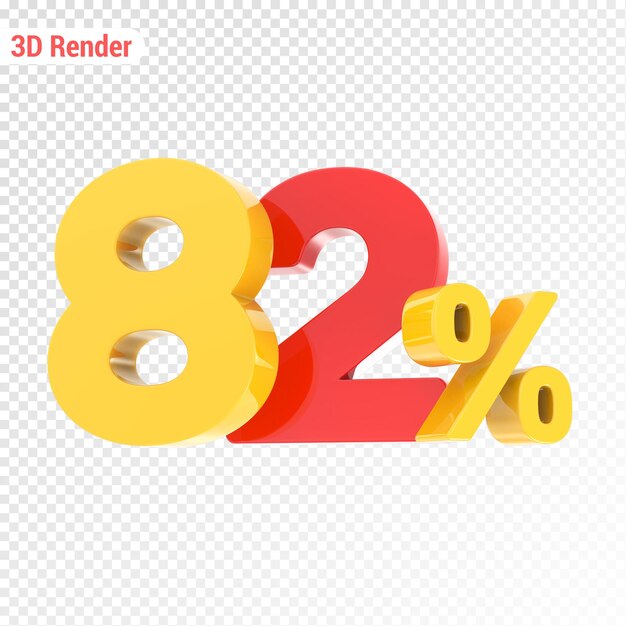 Gelb mit rotem Prozentsatz 3D-Render