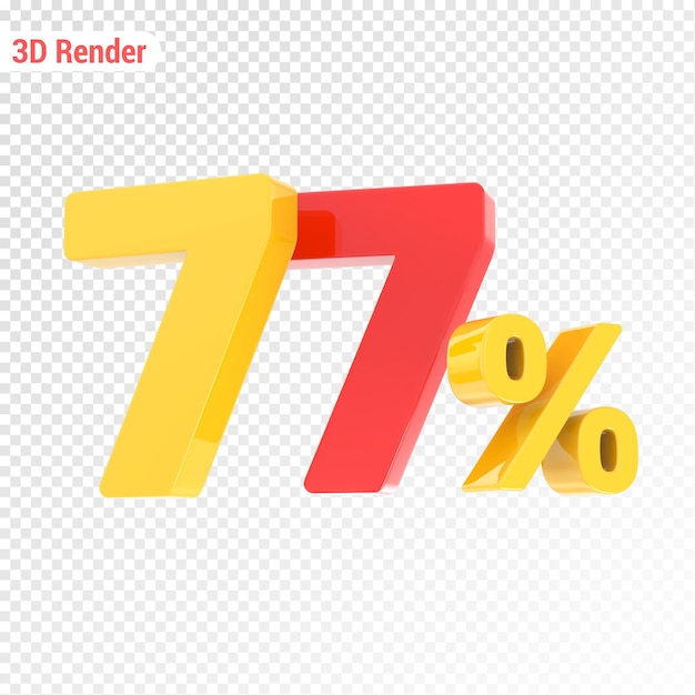 Gelb mit rotem Prozentsatz 3D-Render
