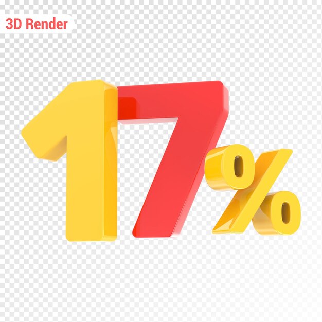 Gelb mit rotem Prozentsatz 3D-Render