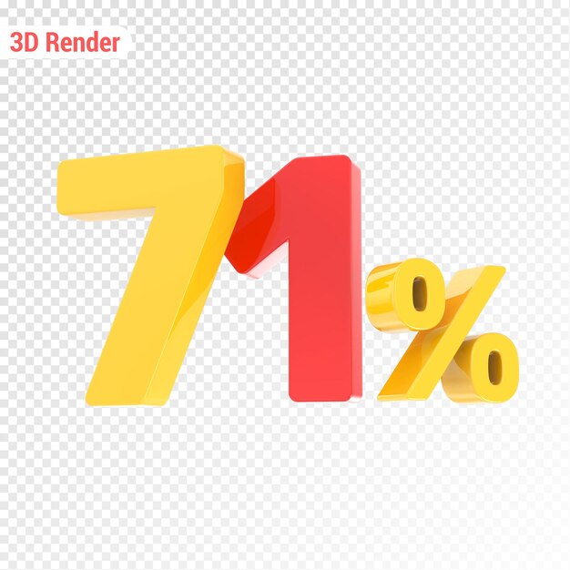 Gelb mit rotem Prozentsatz 3D-Render