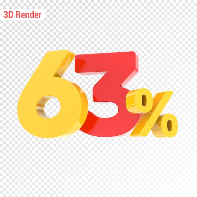 Gelb mit rotem Prozentsatz 3D-Render
