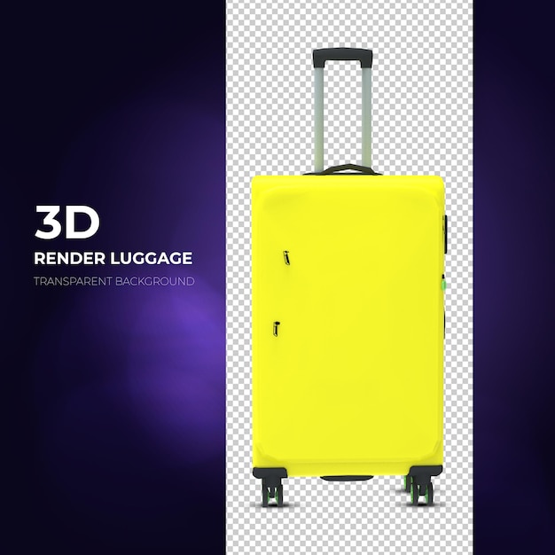 Gelbe 3D-Darstellung der Kofferreisetasche