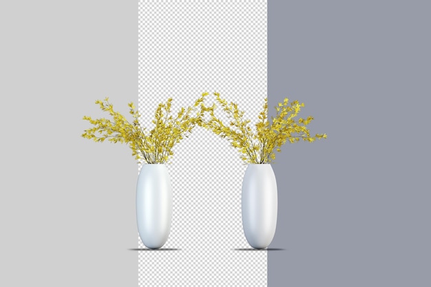 gelbe Blumen in Vase in 3D-Rendering