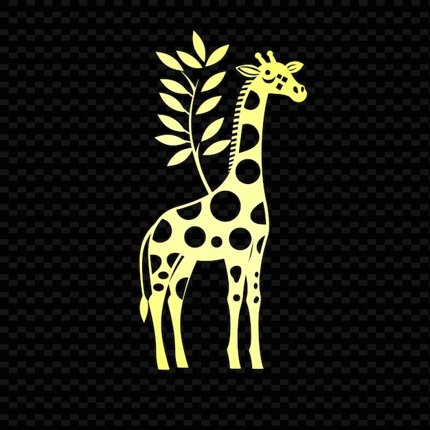 PSD gelbe giraffe mit einem blatt auf dem kopf