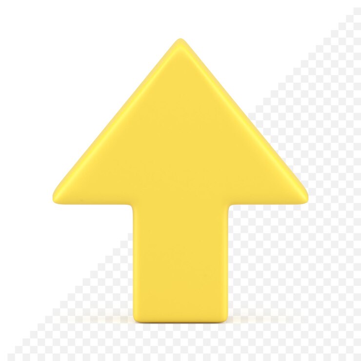 PSD gelbe, glänzende vertikale aufwärtspfeil-aufstiegsgrafik für das unternehmenswachstum, die realistische 3d-symbole analysiert