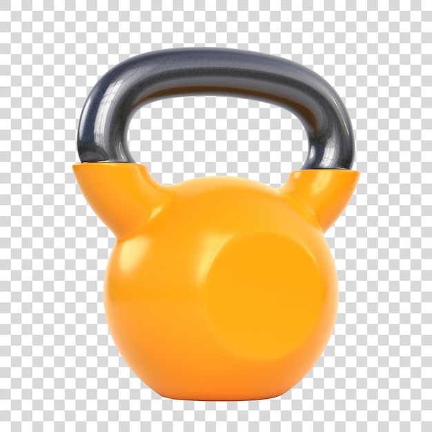 PSD gelbe kettlebell auf weißem hintergrund schwere gewichte fitnessgeräte workout-werkzeuge 3d