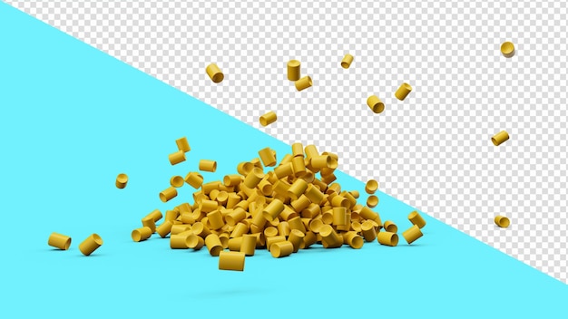 PSD gelbe kunststoffpellets hintergrund kunststoffharz-polymerpalette petrochemische 3d-illustration