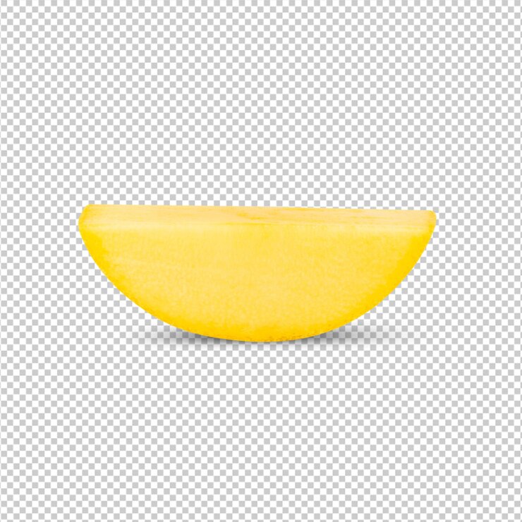 PSD gelbe mango-schnitte in voller feldtiefe