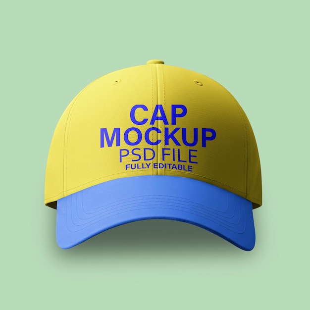 Gelbe und blaue Kappen-Mockup