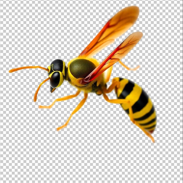 Gelbe Wespe auf weißem Hintergrund