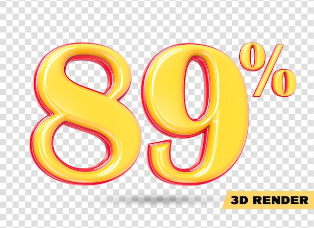 gelbe Zahl 3D-Rendering