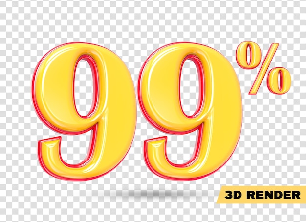 gelbe Zahl 3D-Rendering