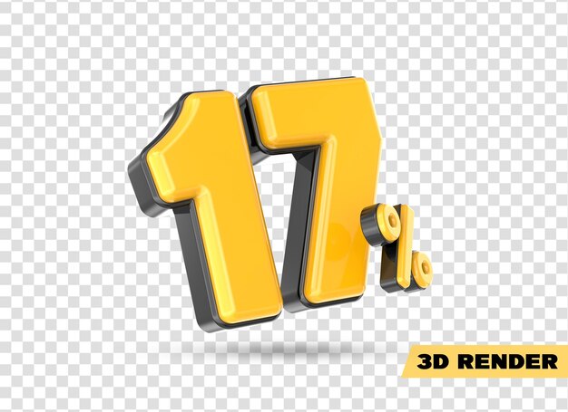 gelbe Zahl 3D-Rendering