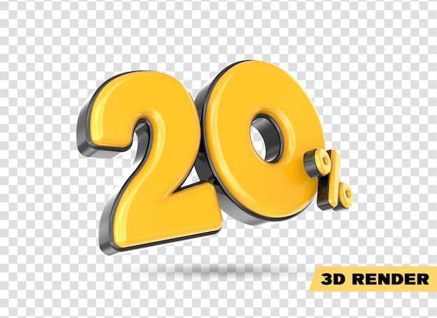 gelbe Zahl 3D-Rendering