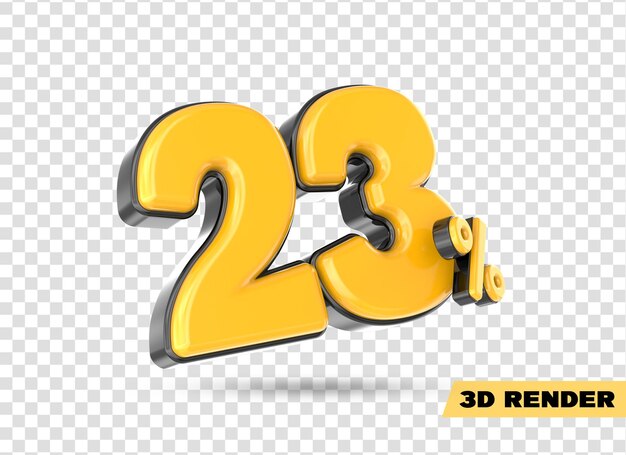 gelbe Zahl 3D-Rendering
