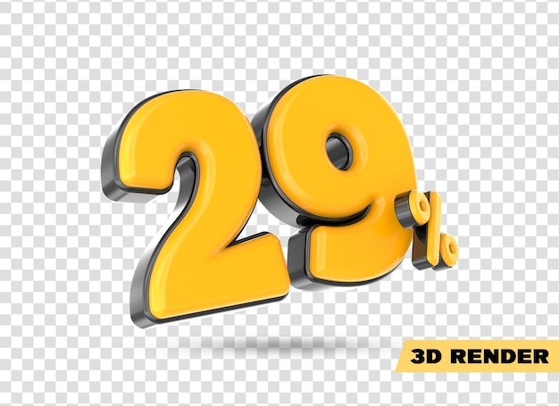 gelbe Zahl 3D-Rendering