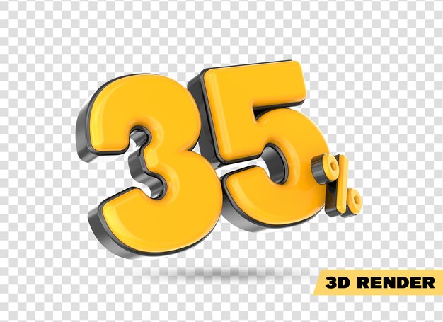 gelbe Zahl 3D-Rendering