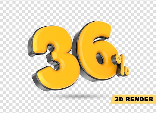 gelbe Zahl 3D-Rendering